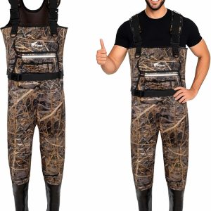 8 Fans Hunting Waders with 1000G Insulation Rubber Boots, Neoprene Chest Wader, Waterproof Bootfoot Waders for Men & Women
