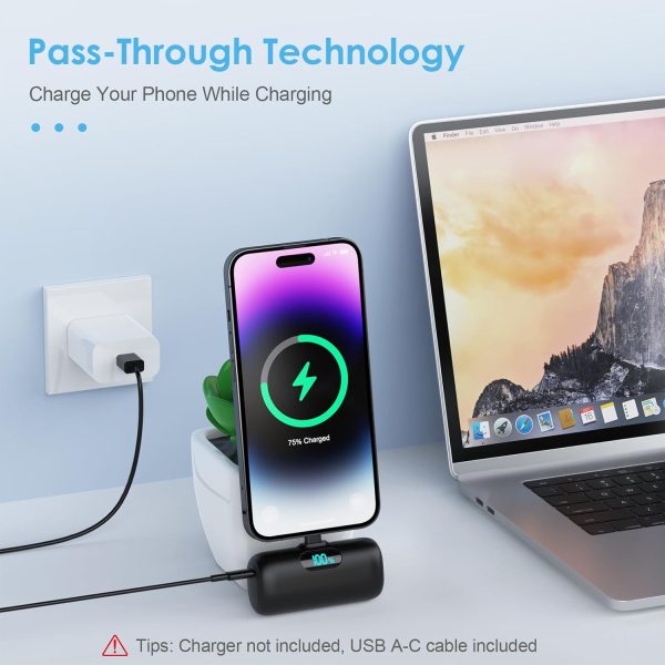 Small Portable Charger for iPhone,Upgraded 5000mAh PD Fast Charging Power Bank,Mini Battery Pack Backup Charger Compatible with iPhone 14/14 Pro Max/13/13 Pro/12 Pro/11/XS/XR/X/8/7/6 etc-Black - Image 2