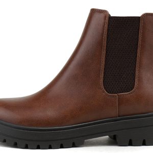 Soda Pilot ~ Women Lug Sole Low Heel Chelsea Fashion Ankle Bootie w/Double Elastic Gore