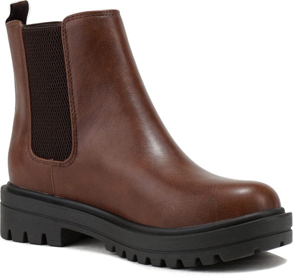Soda Pilot ~ Women Lug Sole Low Heel Chelsea Fashion Ankle Bootie w/Double Elastic Gore - Image 4