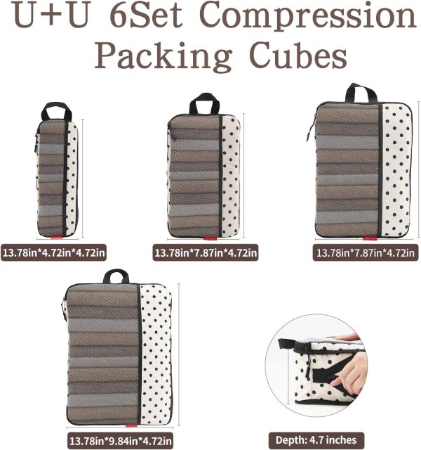 4 Set Compression Packing Cubes - Ultralight Travel Organizers with Laundry Bag, Space-Saving Suitcase Organizer, Expandable Packing Cubes for Travel, Business Trip and Family Vacation (Polka Dot) - Image 3